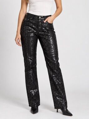 Guess Jeans Glamour Vintage Black Monogram Coated Pants Size 30